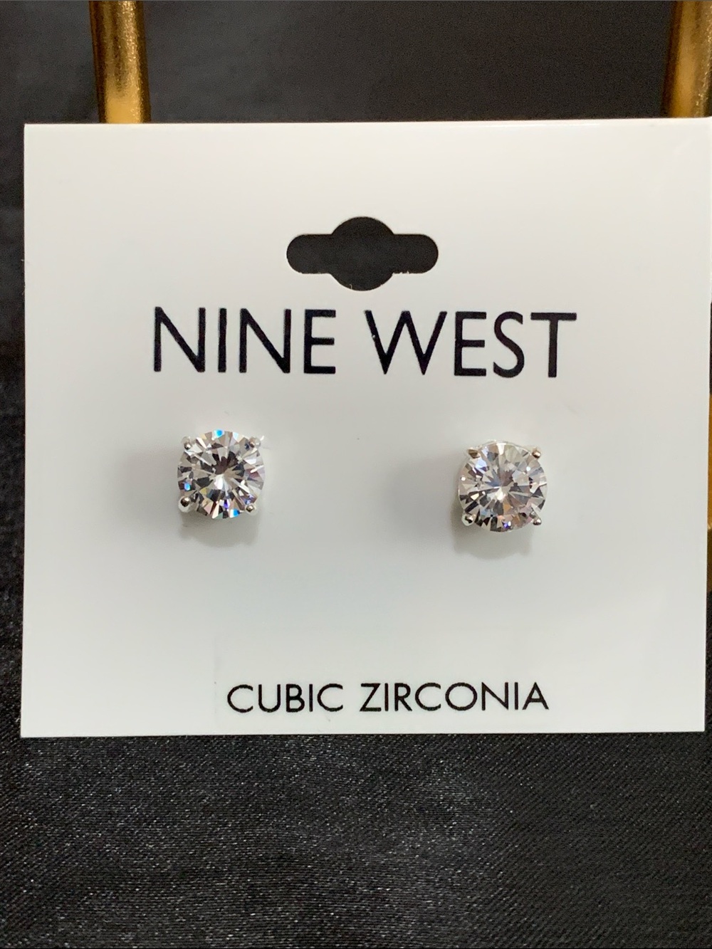 NWT Nine West silver tone cz stud earrings